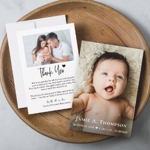 Modern Custom Name Photos Small Note Baby Shower Thank You Card