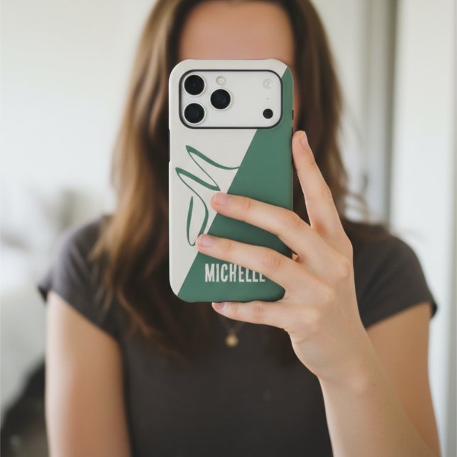 Modern Custom Name Sage Green & Cream Colour Block (Creator Uploaded)