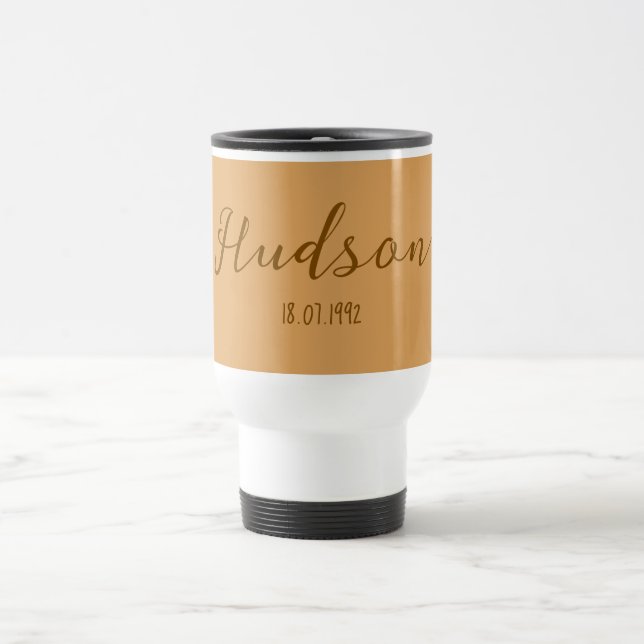  Modern Custom Name Script  Travel Mug (Center)
