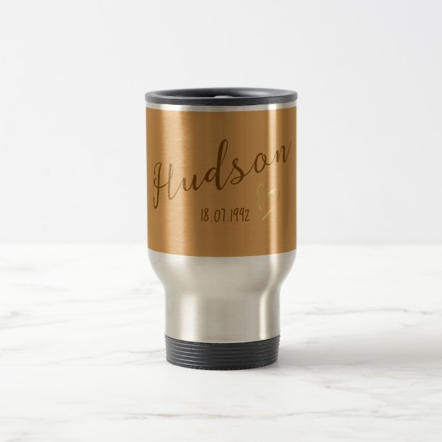  Modern Custom Name Script  Travel Mug (Center)