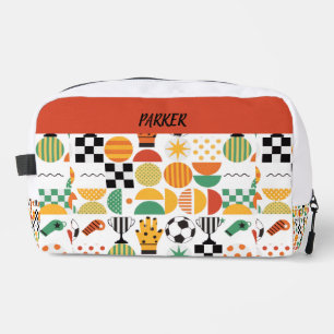 Modern Custom Name Soccer Football Pattern Dopp Kit