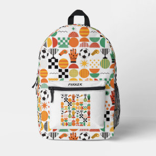 Modern Custom Name Soccer Football Pattern Printed Backpack
