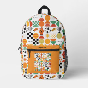 Modern Custom Name Soccer Football Pattern Printed Backpack