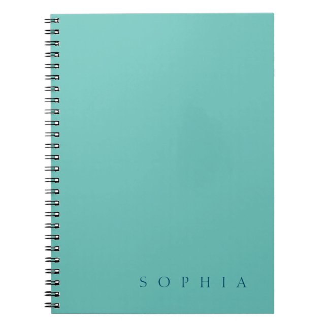 Modern Custom Name Teal and Blue Notebook (Front)
