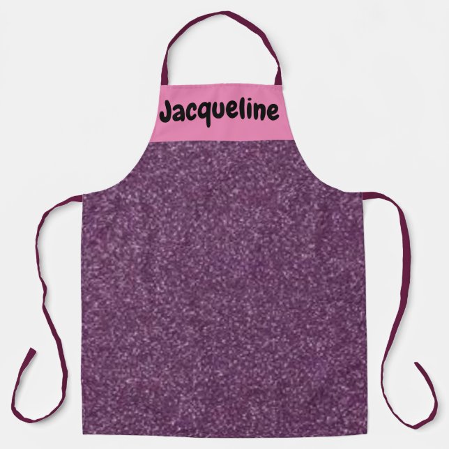 Modern Custom Name Template Womens Fancy Glitter  Apron (Front)