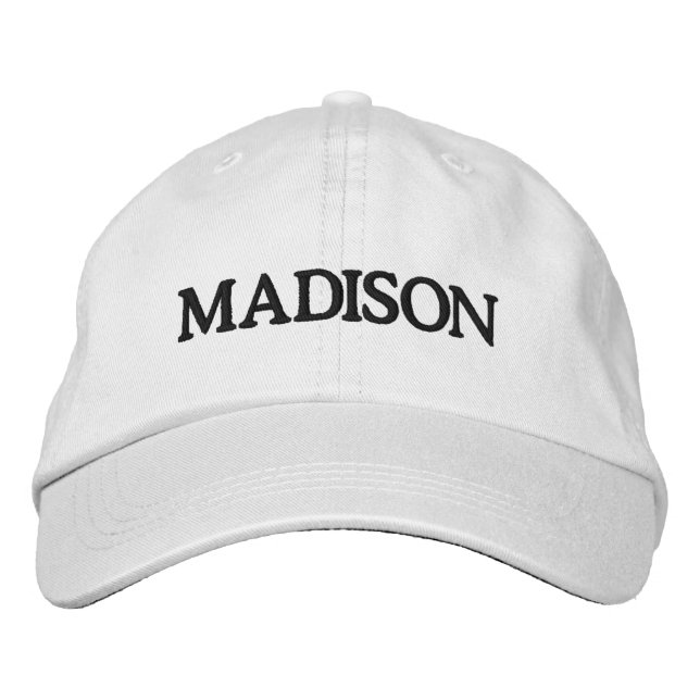 Modern Custom name text black white Embroidered Hat (Front)