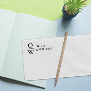 Modern Custom Names Monogram Rubber Stamp