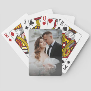 Modern Custom Names Wedding Couple Photo Playing Cards