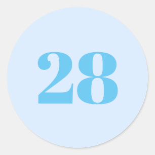 Modern Custom number, date, light blue, sky blue Classic Round Sticker