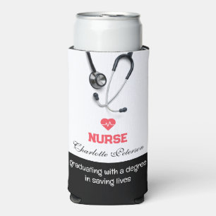 Modern Custom Nurse Doctor Graduation Party Seltzer Can Cooler