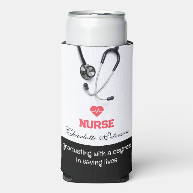 Modern Custom Nurse Doctor Graduation Party Seltzer Can Cooler (Seltzer Front)