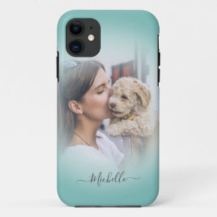 Modern Custom One Photo Teal Gradient iPhone Cas iPhone 11 Case
