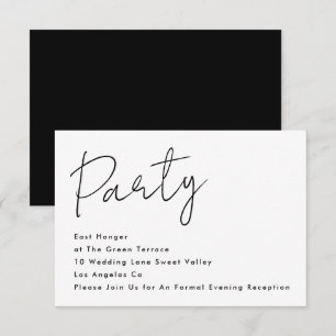 Modern Custom Party Black White Wedding Reception Invitation