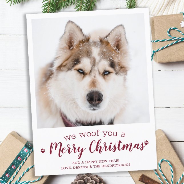 Modern Custom Pet Photo Dog Lover Merry Christmas  Postcard (Creator Uploaded)