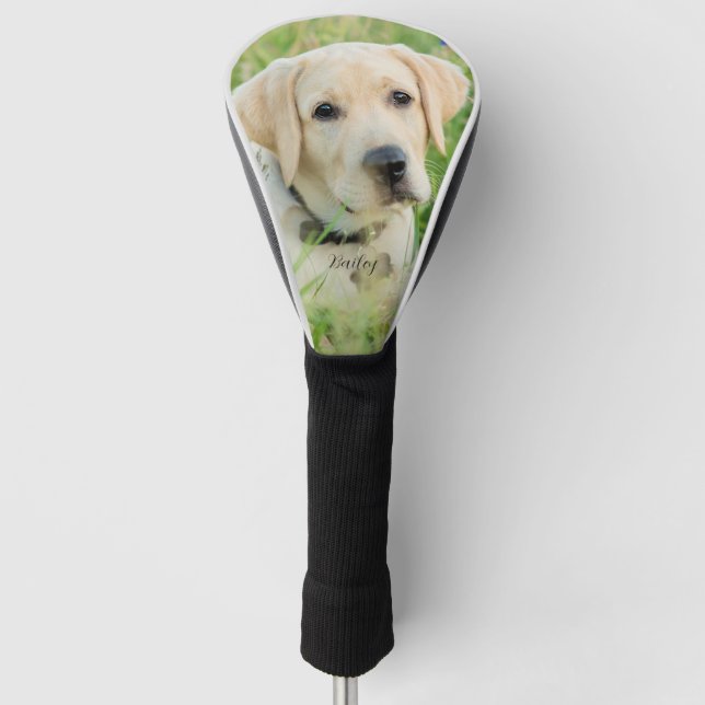 Modern Custom Pet Photo Name Golf Head Cover (Front)