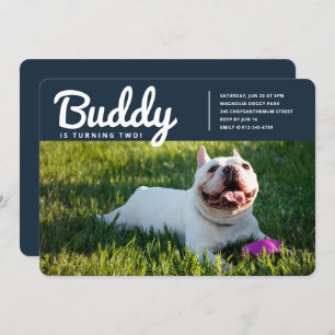 Modern Custom Pet Puppy Dog Photo Birthday Invitation