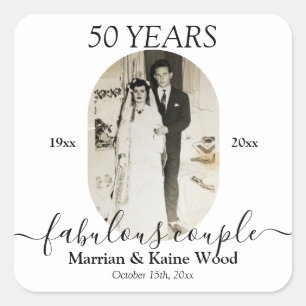 Modern Custom Photo 50th Wedding Anniversary Square Sticker