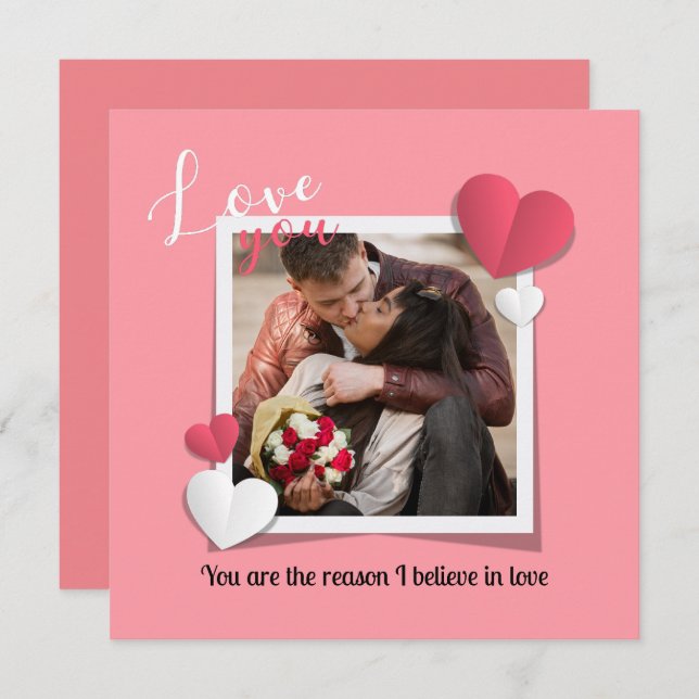 Modern Custom Photo and Love Message Card (Front/Back)