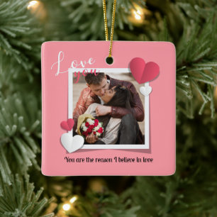 Modern Custom Photo and Love Message Ceramic Ornament