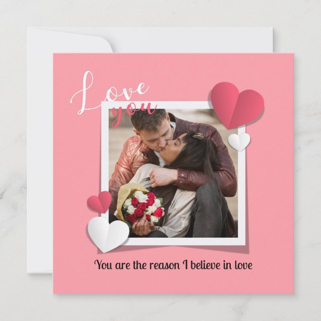 Modern Custom Photo and Love Message Thank You Card (Front)