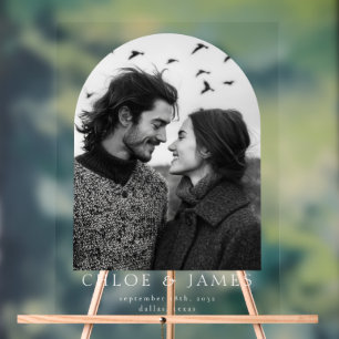 Modern Custom Photo Arch Wedding Welcome Acrylic Sign