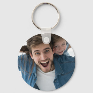 Modern Custom Photo Best Dad  Key Ring