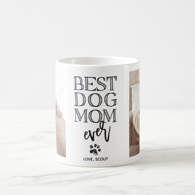 Modern Custom Photo Best Dog Mum Coffee Mug (Center)