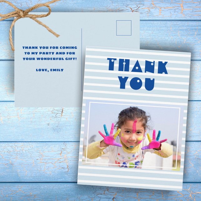 Modern Custom Photo Birthday Thank you Postcard (Creator Uploaded)