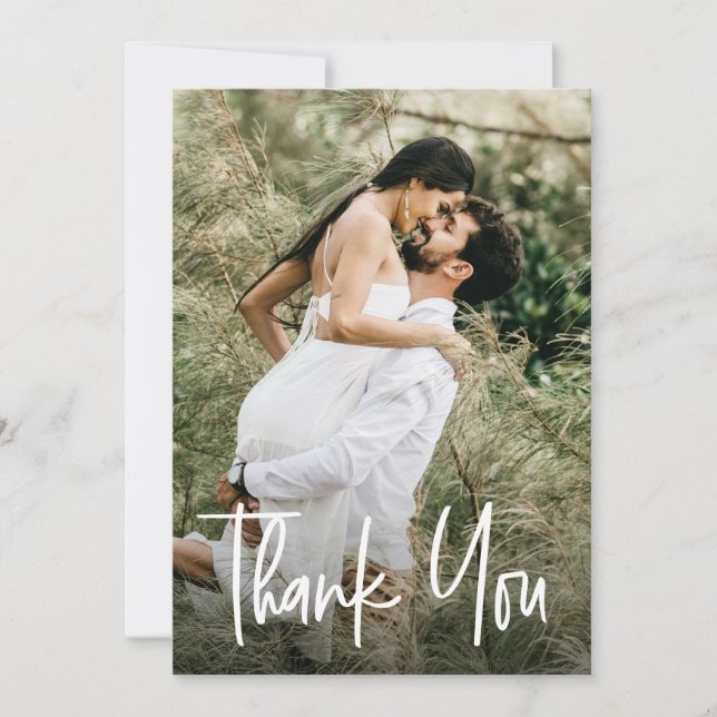 Modern Custom Photo Bridal Shower Small Note  Thank You Card (Front)
