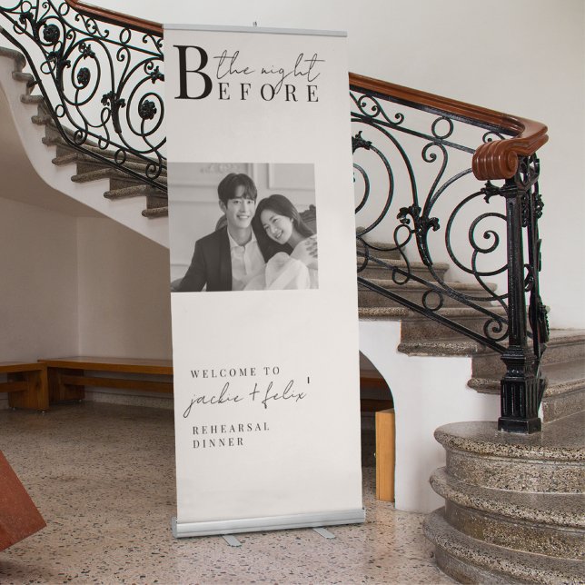 Modern Custom Photo Chic Rehearsal Dinner Retractable Banner (Creator Uploaded)