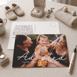 Modern Custom Photo Children Adoption Announcement Postcard