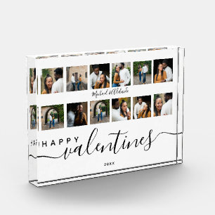 Modern Custom Photo Collage Couples Valentines Day Block