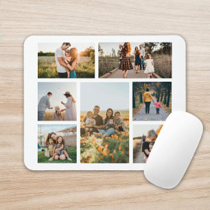 Modern Custom Photo Collage Family Personalised Mouse Mat