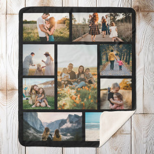 Modern Custom Photo Collage Family Personalised Sherpa Blanket