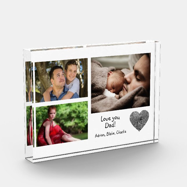 Modern Custom Photo Collage Love You Dad Block (Left)