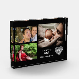 Modern Custom Photo Collage Love You Dad Block