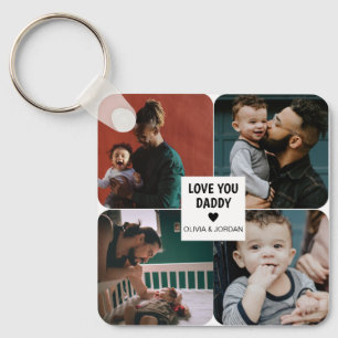 Modern Custom Photo Collage Love You Daddy Key Ring