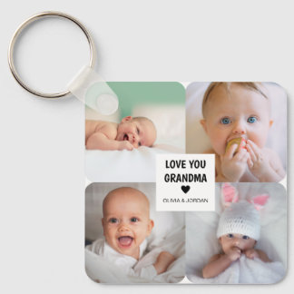 Modern Custom Photo Collage Love You Grandma  Key Ring
