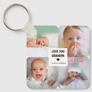 Modern Custom Photo Collage Love You Grandpa Key Ring