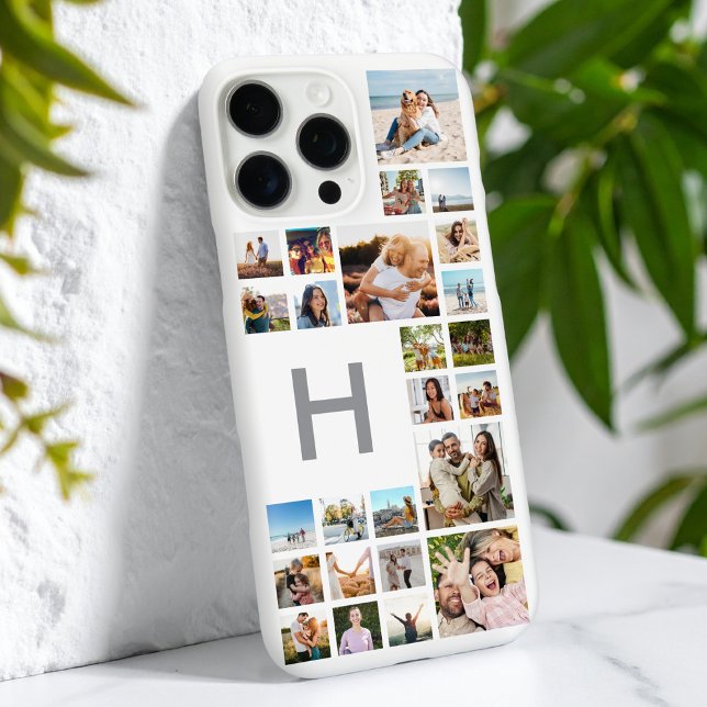 Modern Custom Photo Collage Personalised Monogram Case-Mate iPhone Case (Creator Uploaded)