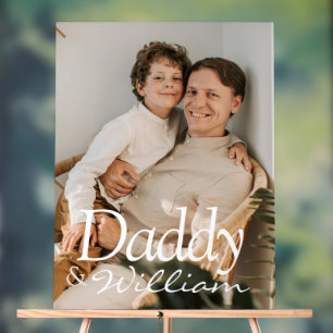 Modern Custom Photo Daddy & Baby Name Keepsake Acrylic Sign