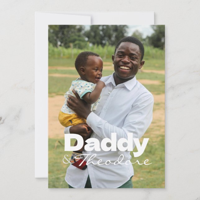 Modern Custom Photo Daddy & Baby Name Keepsake Invitation (Front)