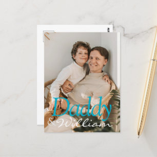 Modern Custom Photo Daddy & Baby Name Keepsake Postcard