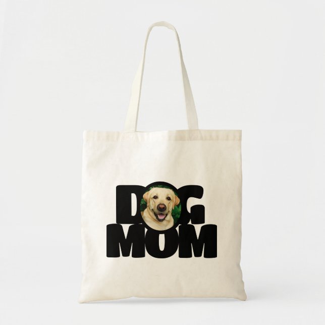 Modern Custom Photo Dog Mum Typography Tote Bag (Front)