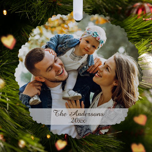 Modern Custom Photo Double Sided Holiday Tree Decoration Card