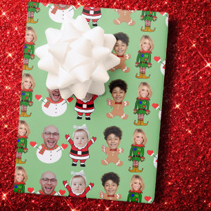 Modern Custom Photo Family Face Photo Christmas Wrapping Paper Sheet
