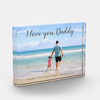 Modern Custom Photo Father's Day I Love You Daddy Block