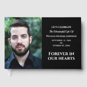 Modern Custom Photo Forever In Our Hearts Memorial Guest Book