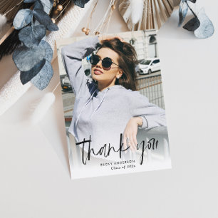 modern custom photo graduation thank you card
