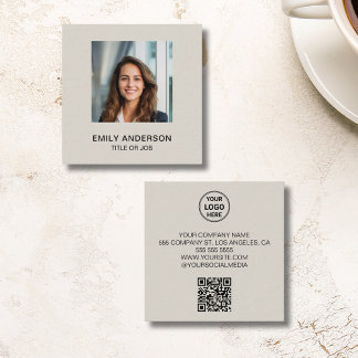 Modern Custom Photo Logo QR Corporate Square Business Card